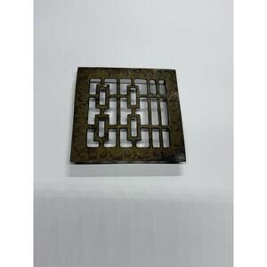 Antique Hand-Tooled Brass Trivet India Hand-Etched Jali Footed Pedestal Stand